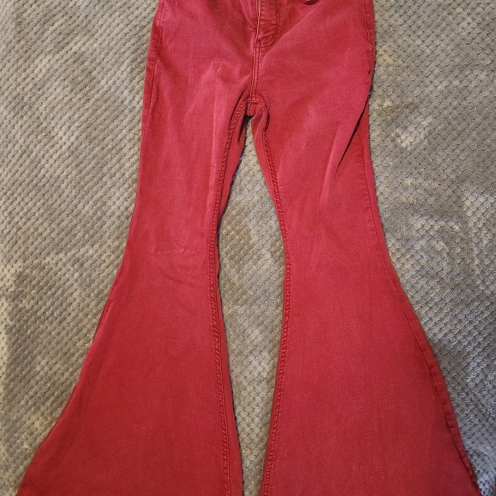 Women's Red Flared Jeans
